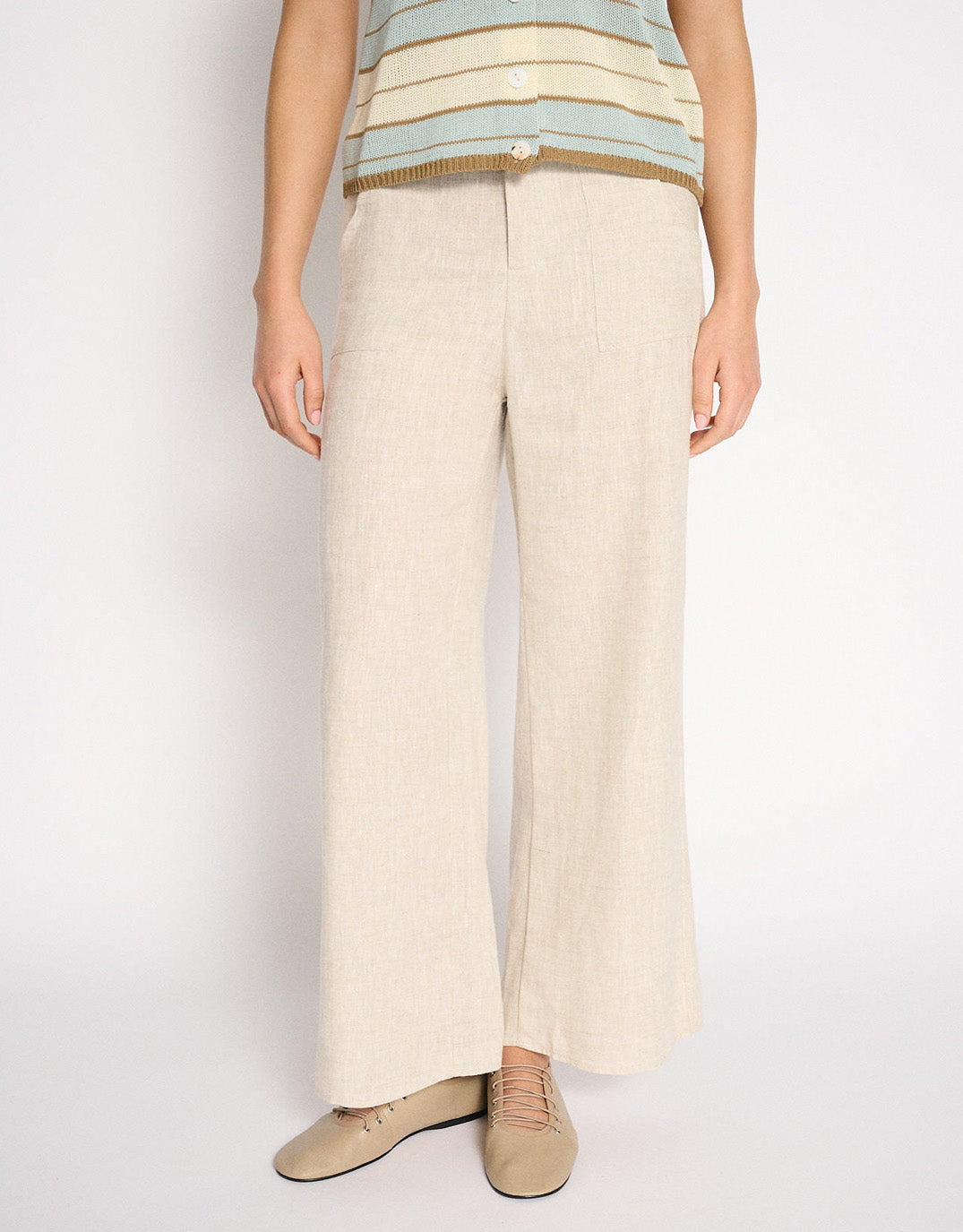 Little Lies Jude Wide Leg Linen Pant (Natural)