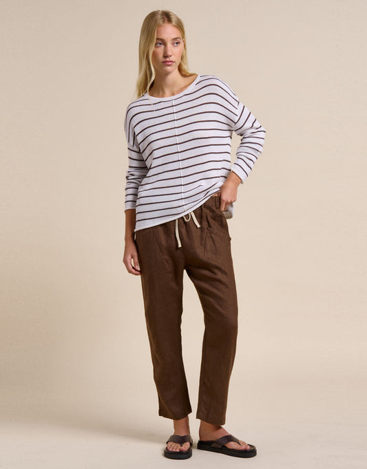 Little Lies Luxe Linen Pants (Chocolate)