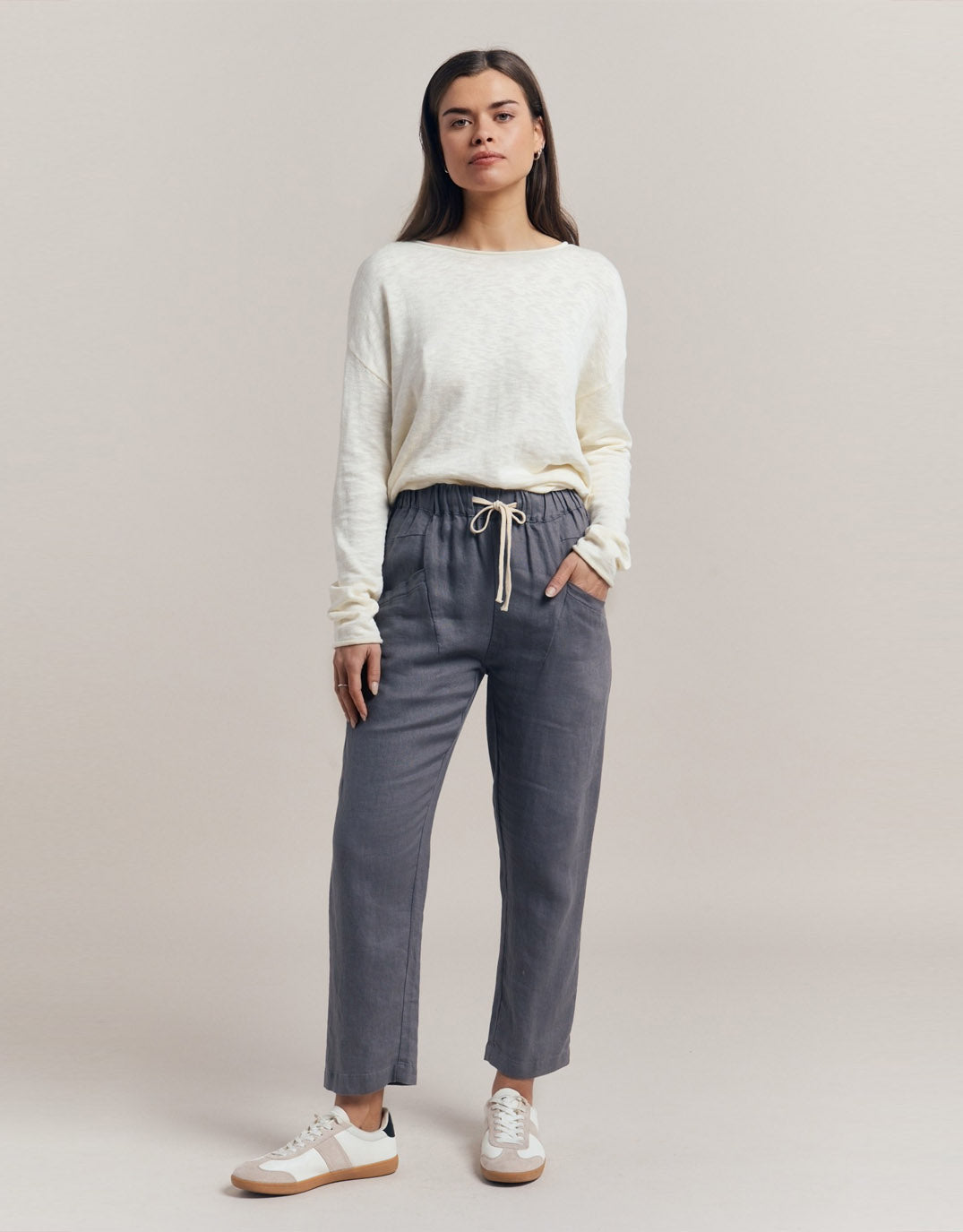 Little Lies Luxe Linen Pants (Gunmetal Grey)