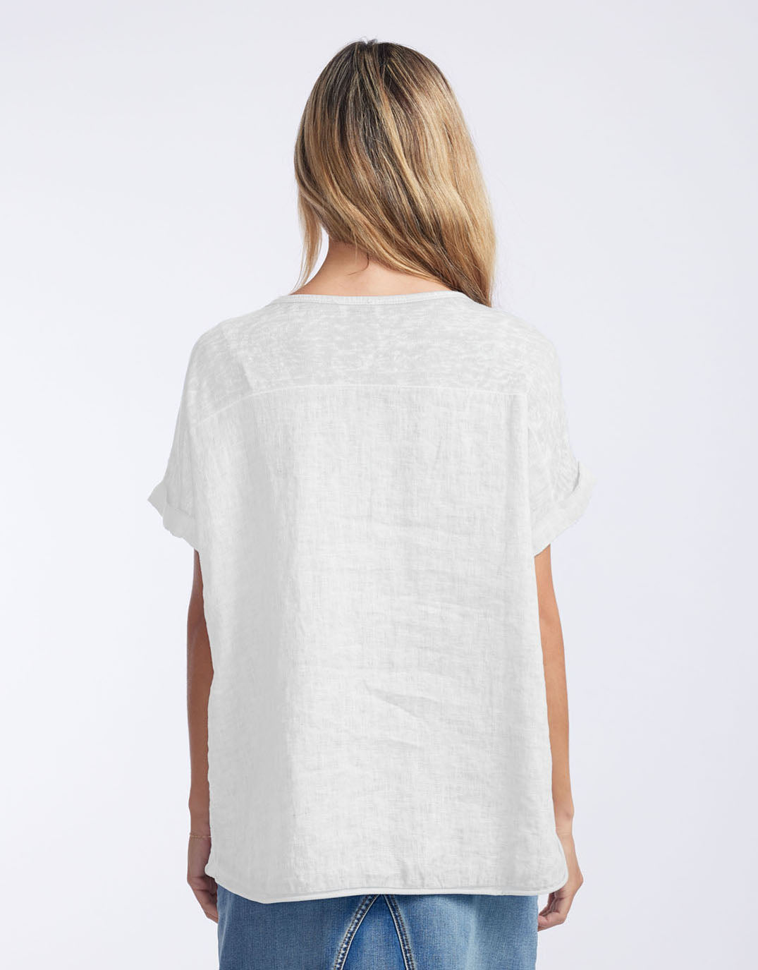 Love from Italy Calypso Linen Short Sleeve Top (White)