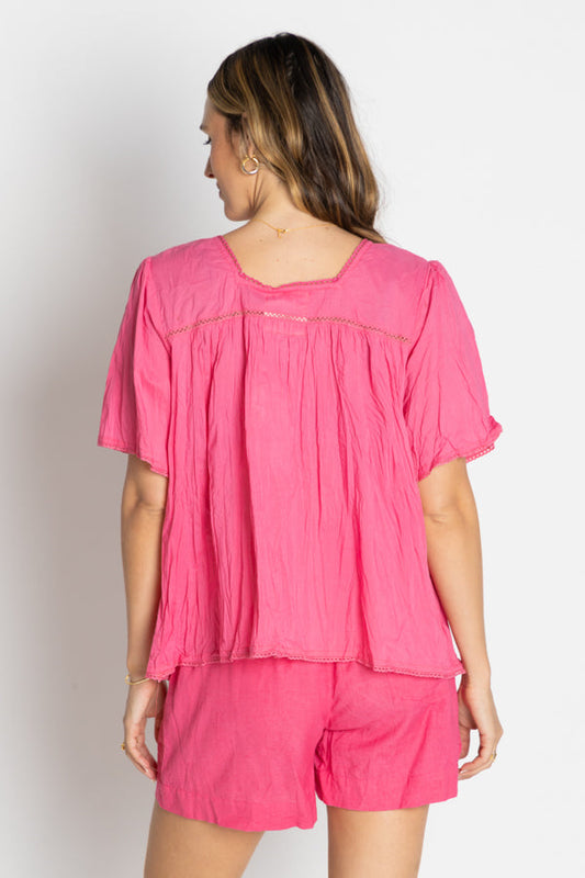 LulaLife Celeste Cropped Top (Pink)