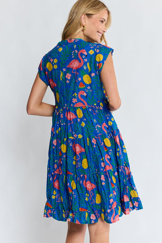 PRE SALE | LulaLife Flamingo Tier Dress (Azure)