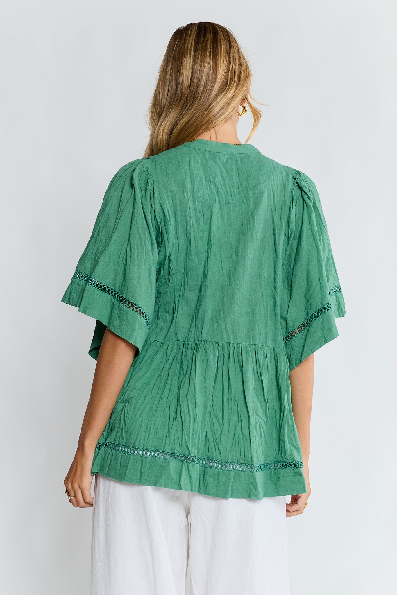 LulaLife Laverne Pintuck Top (Gumleaf)