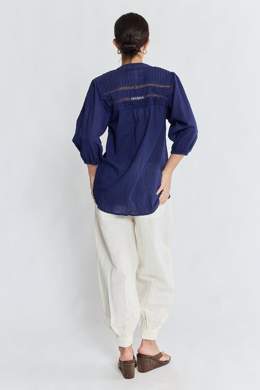 LulaLife Laverne Tuck Shirt (Navy)