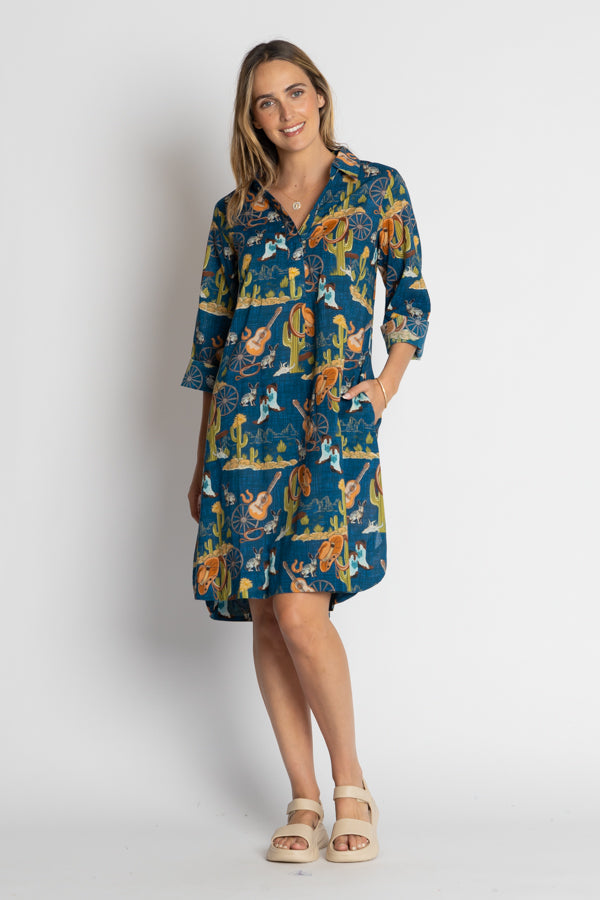 LulaLife Prairie Shirtdress (Navy)