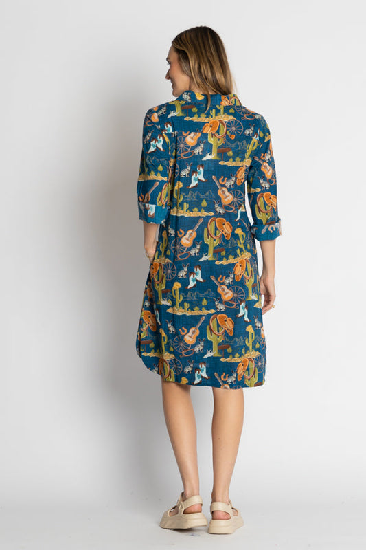 LulaLife Prairie Shirtdress (Navy)