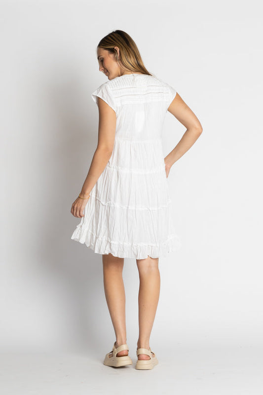 LulaLife Shayna Tiered Dress White (Red)