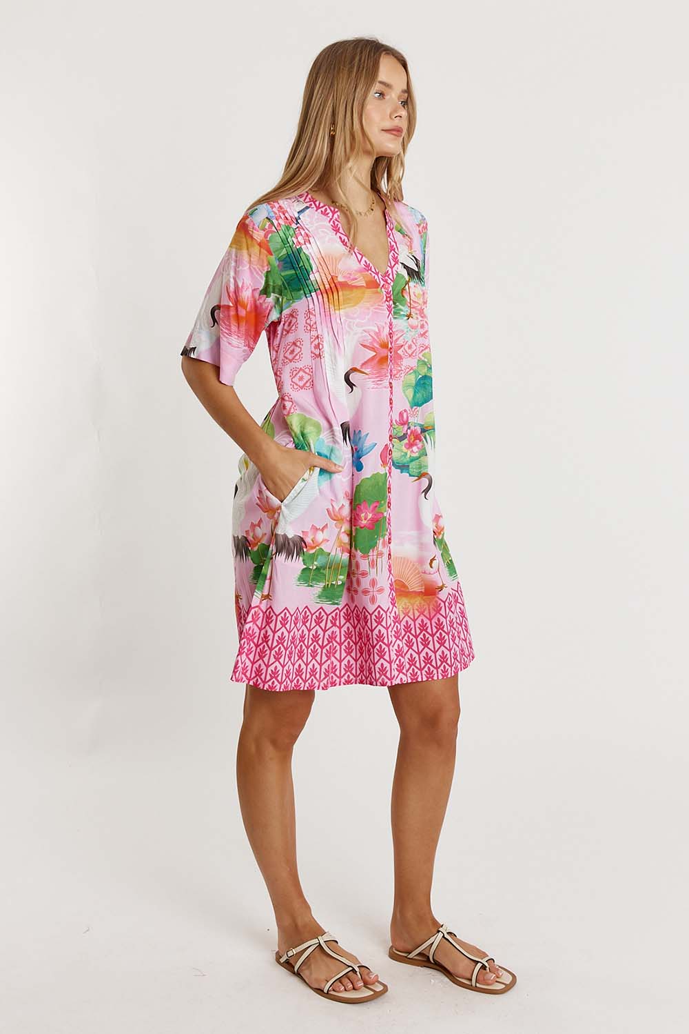 LulaLife Akiko Button Dress (Orchid)