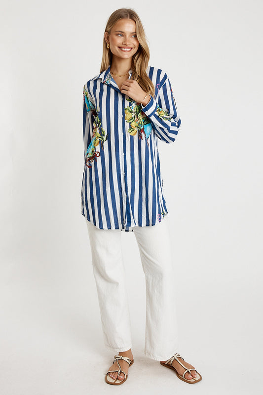 LulaLife Lucciano Shirt Stripe (Navy)