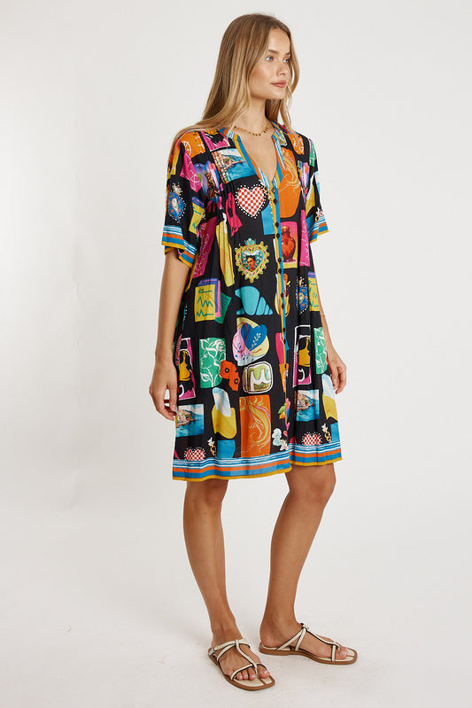 LulaLife Odette Tuck Dress (Black)