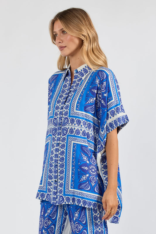 PRE SALE | LulaSoul Samora Kaftan Shirt Ocean (Tan)