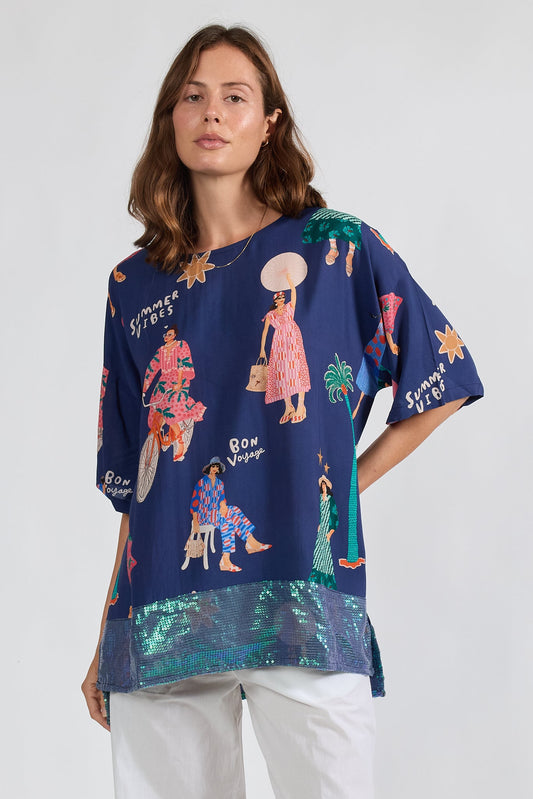 PRE SALE | LulaSoul Summer Vibes Wide T (Navy)