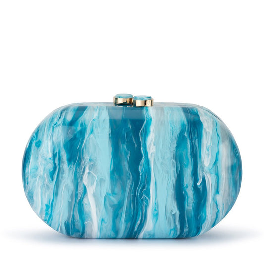 Olga Berg MAEVE Marble Clutch (Blue)