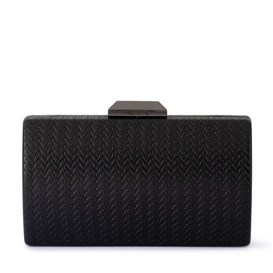 Olga Berg MARIKA Embossed Clutch (Black)