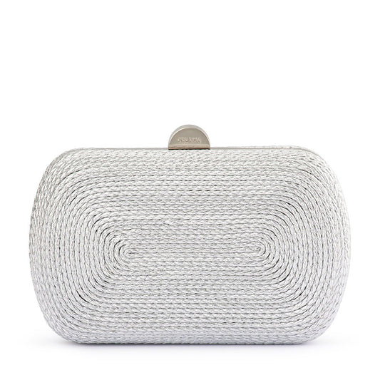 Olga Berg MARTINA Coiled Rope Clutch (Silver)
