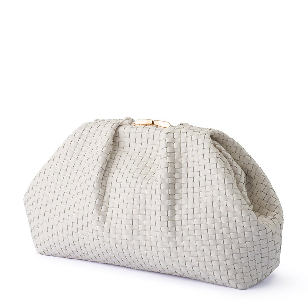 Olga Berg MARTINIQUE Woven Clutch (White)