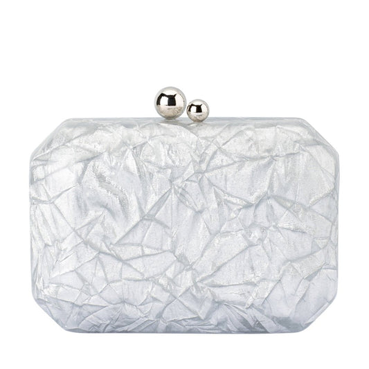 Olga Berg MATEO Metallic Clutch (Silver)