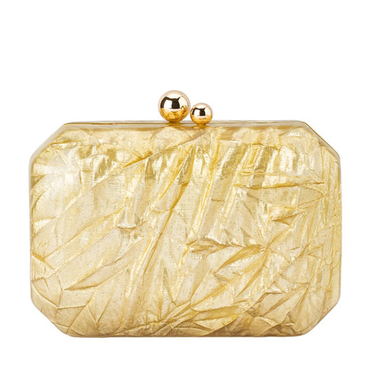 Olga Berg MATEO Metallic Clutch (Gold)