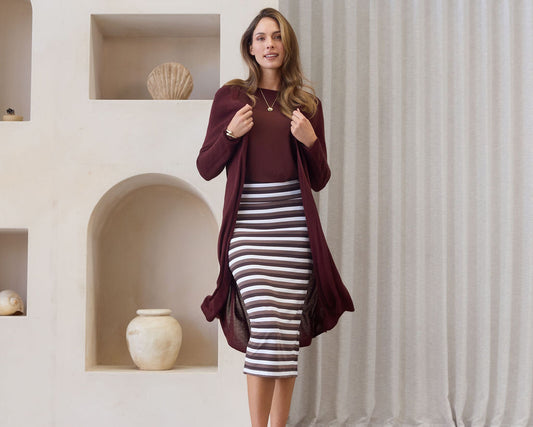 Lou Lou Quatro Cashmere/Bamboo Duster Jacket (Burgundy)