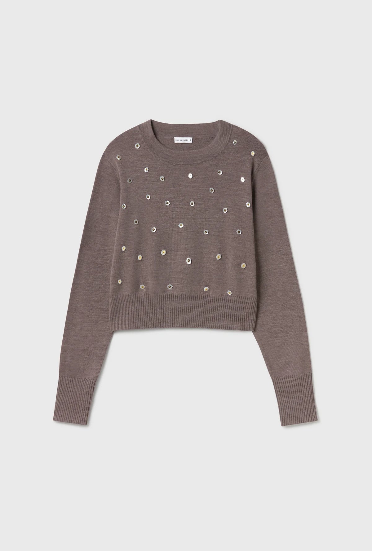 Silk Laundry Cropped Crewneck (Pearl)