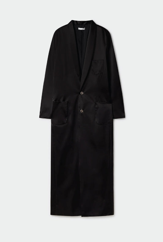 Silk Laundry Weatherproof Long Blazer (Black)