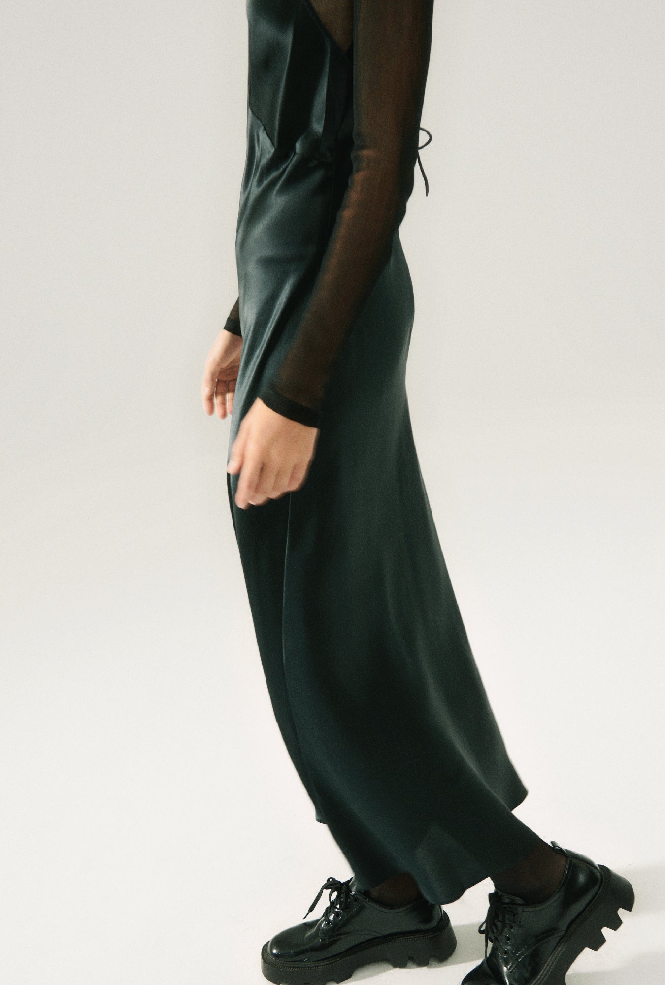 Silk Laundry Deco Rouleau Dress (Black)