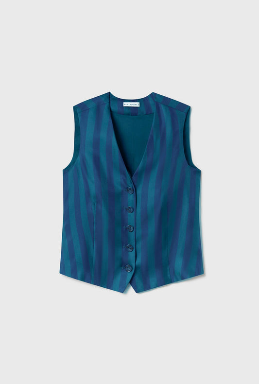 Silk Laundry Twill Vest (Blue Depths)