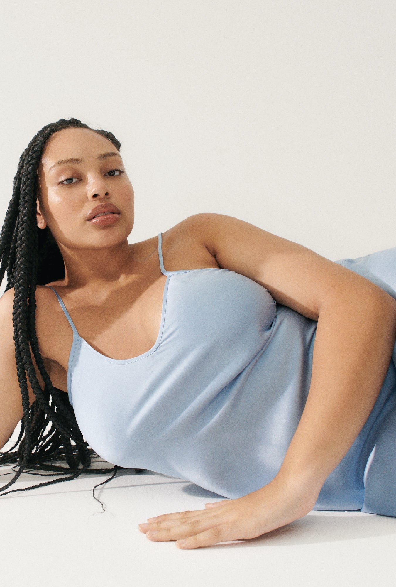 Silk Laundry 90s Slip Dress (Sky)