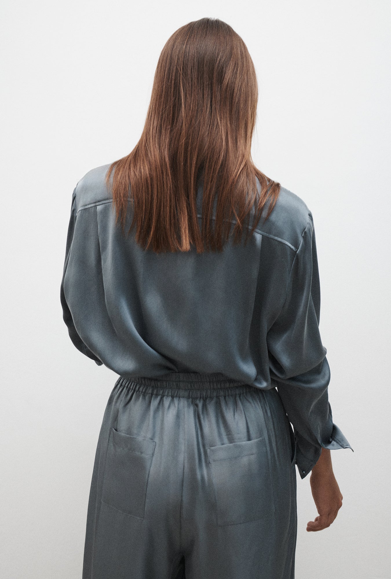 Silk Laundry Boyfriend Shirt (Slate)