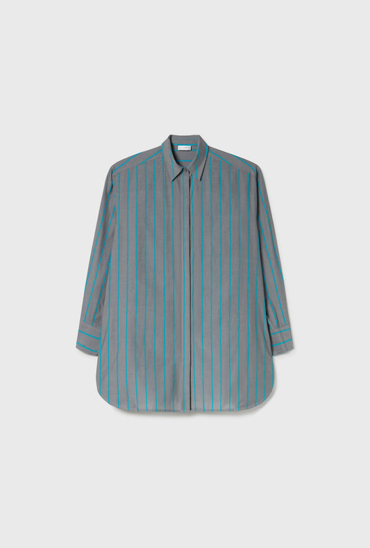 COTTON SILK MORNING SHIRT (Oxygen Stripe)