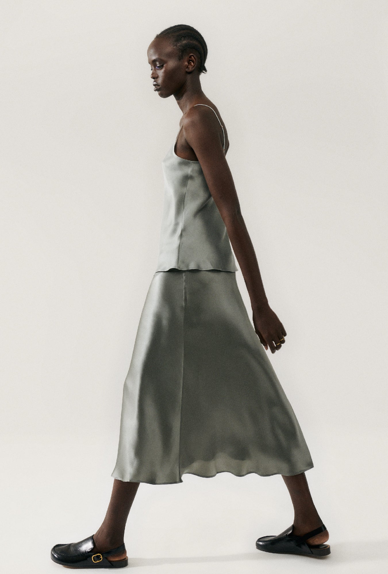 Silk Laundry Long Bias Cut Skirt (Moon)
