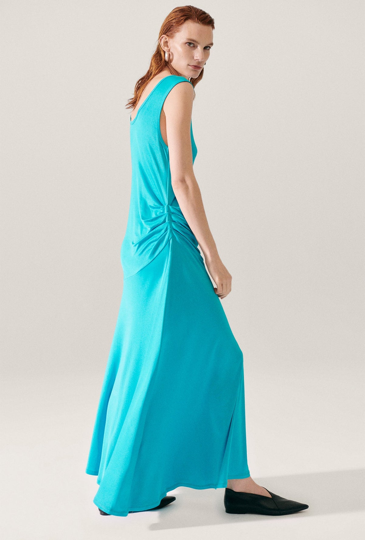 Silk Laundry Jersey Sleeveless Dress (Oxygen)