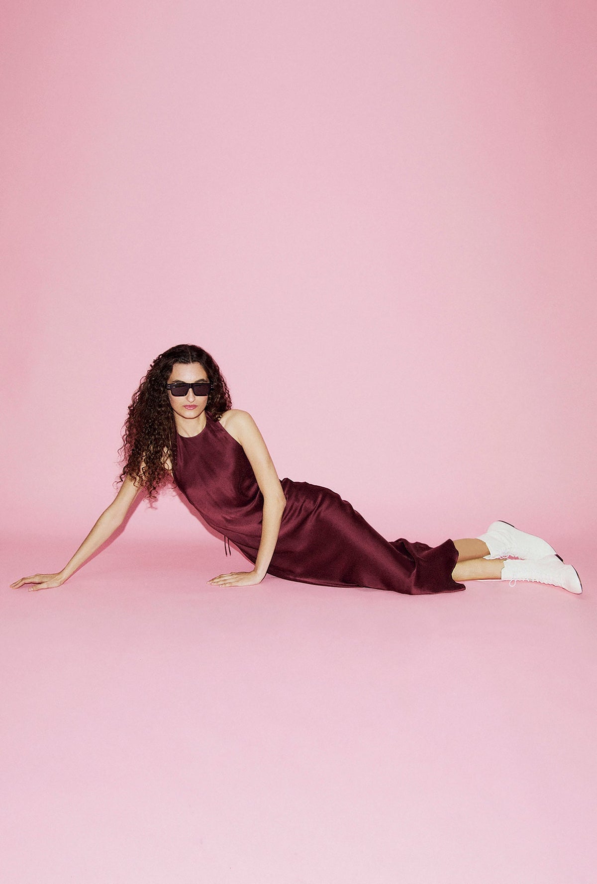 Silk Laundry Long Halter Dress (Deadleaf)