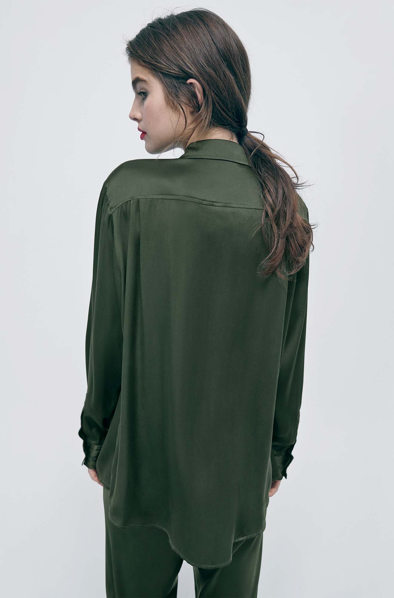 Silk Laundry Boyfriend Shirt (Cedar)