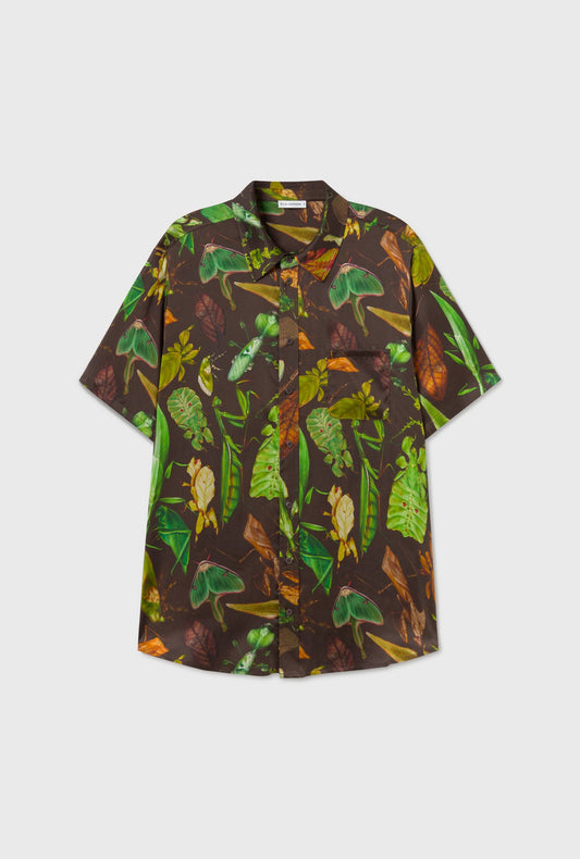 Silk Laundry Short Sleeve Boyfriend Shirt (Bug Camo)