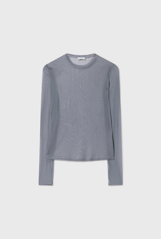 Silk Laundry Mesh Long Sleeve Top (Storm)