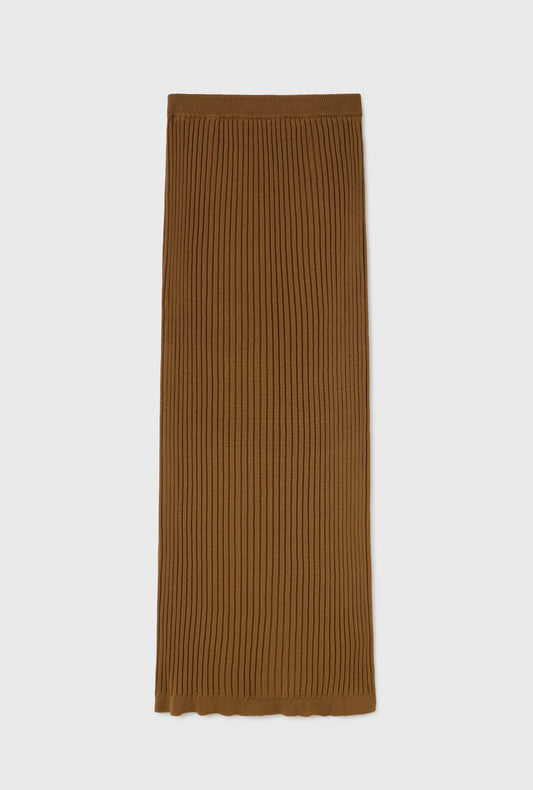 Silk Laundry Ribbed Straight Skirt (Drought)