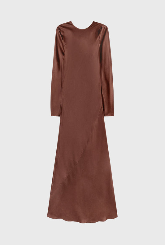 Silk Laundry Full Sleeve Bias Dress (Root)