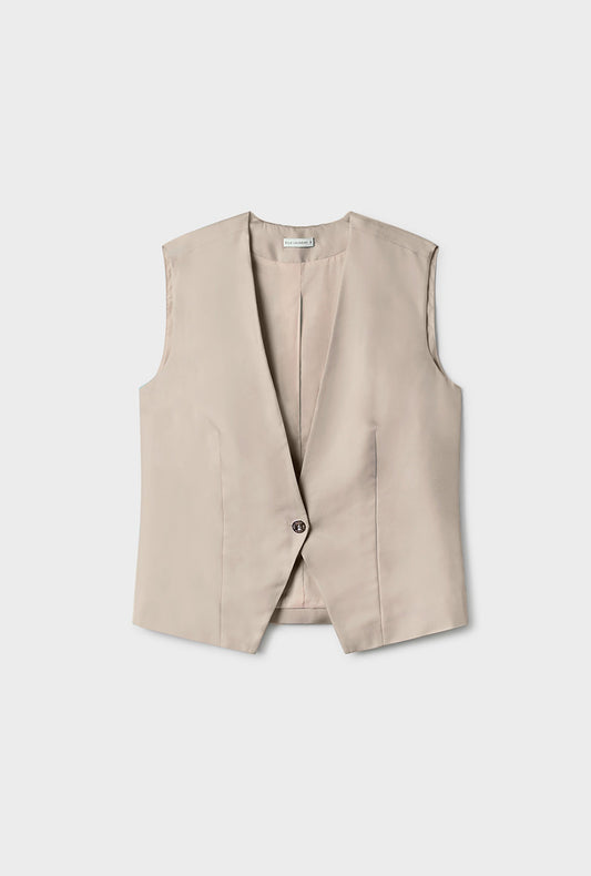 Silk Laundry Twill Slouch Vest (Hazelnut)