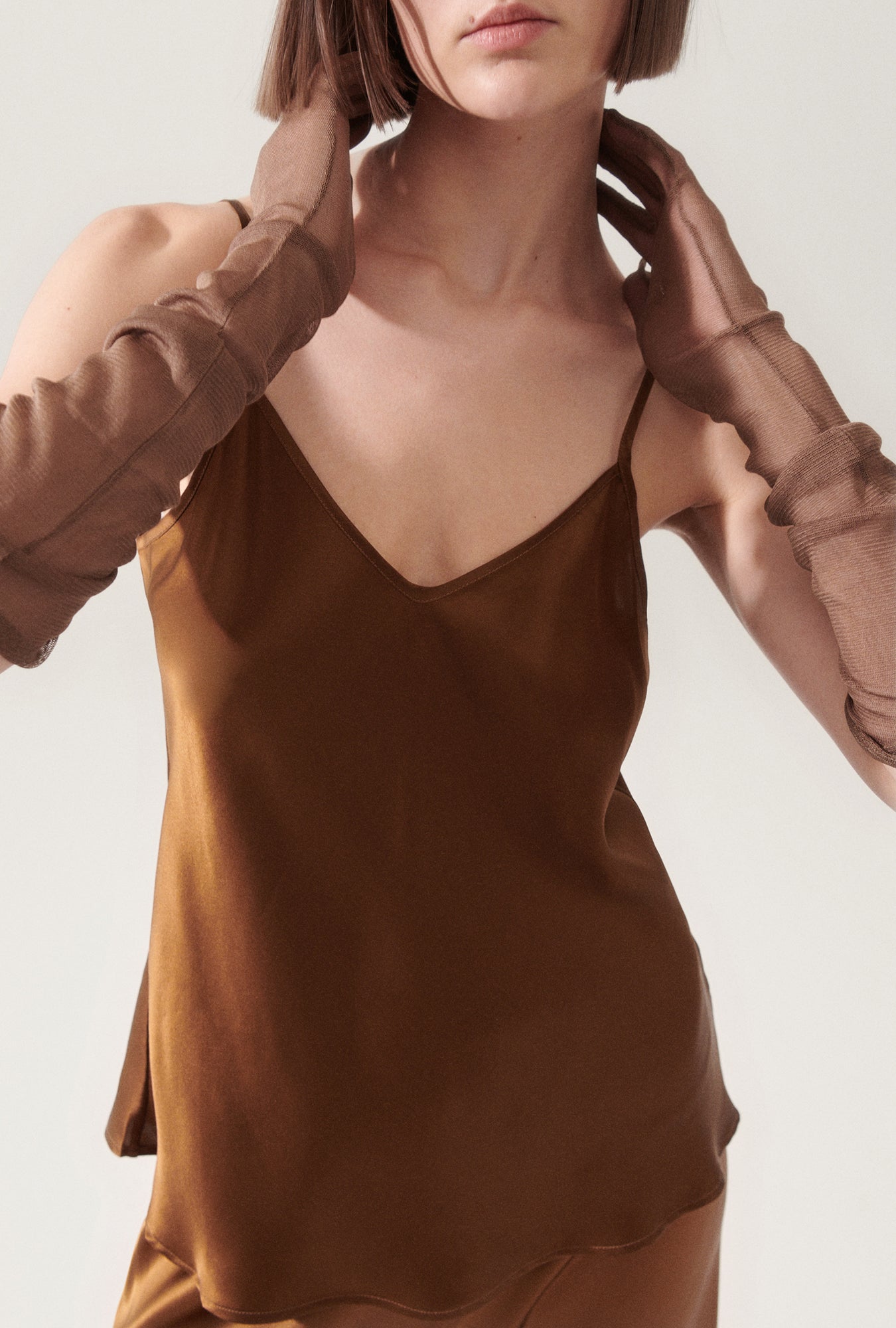 Silk Laundry Bias Cut Cami (Van Dyke Brown)
