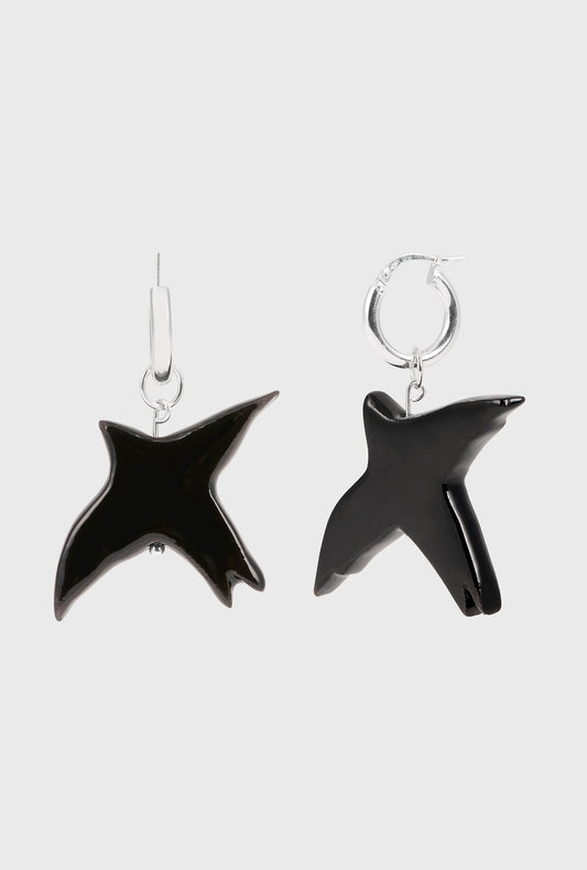 Silk Laundry Raven Earrings (Black)