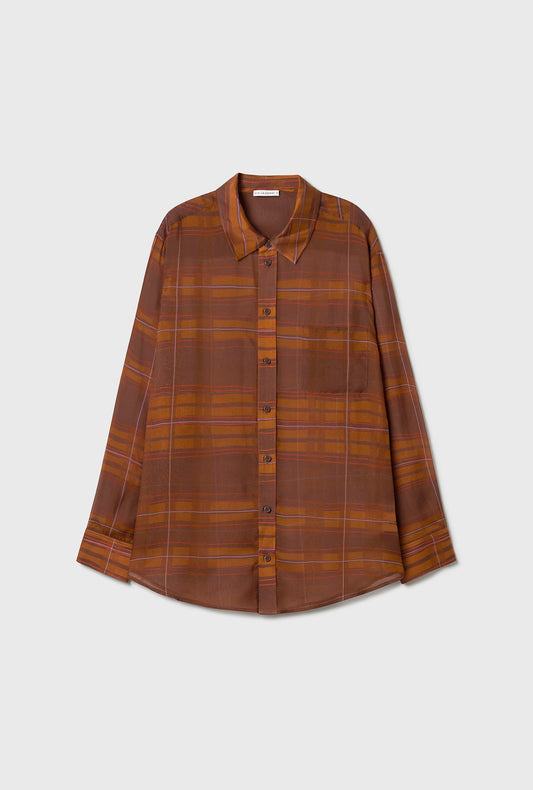 Silk Laundry Chiffon Boyfriend Shirt (Root Plaid)