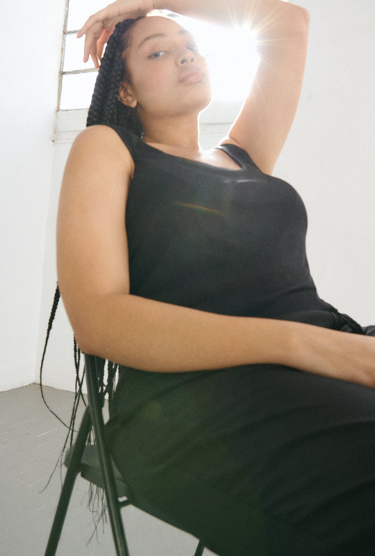 Silk Laundry Ribbed Tank (Black)