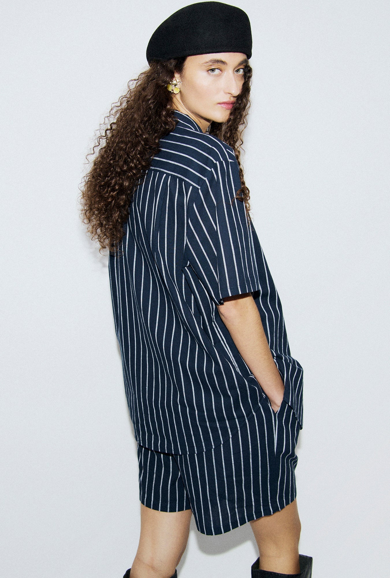 Silk Laundry Cotton Boxer Short (Egret Stripe)