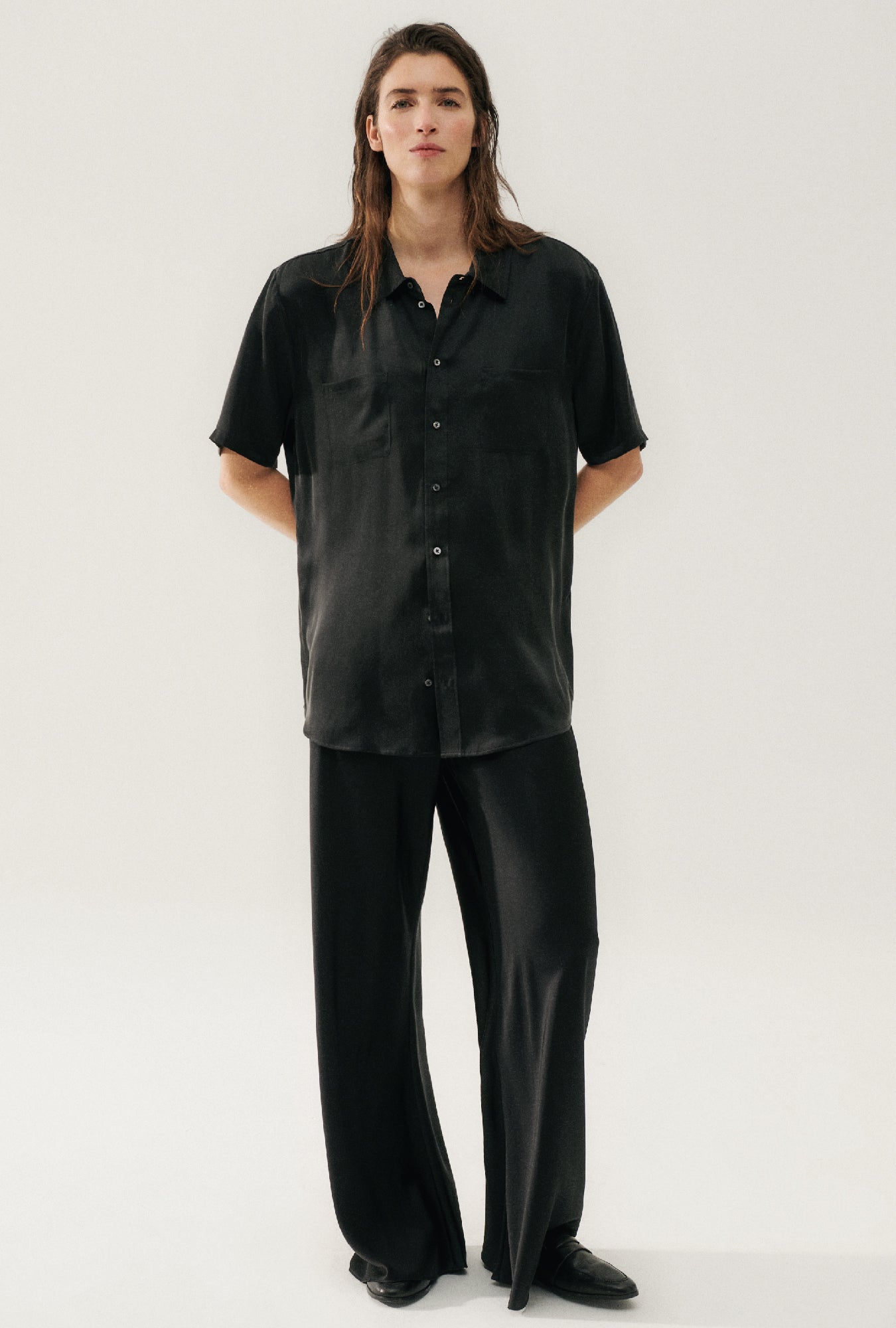 Silk Laundry Bias Cut Pants (Black)