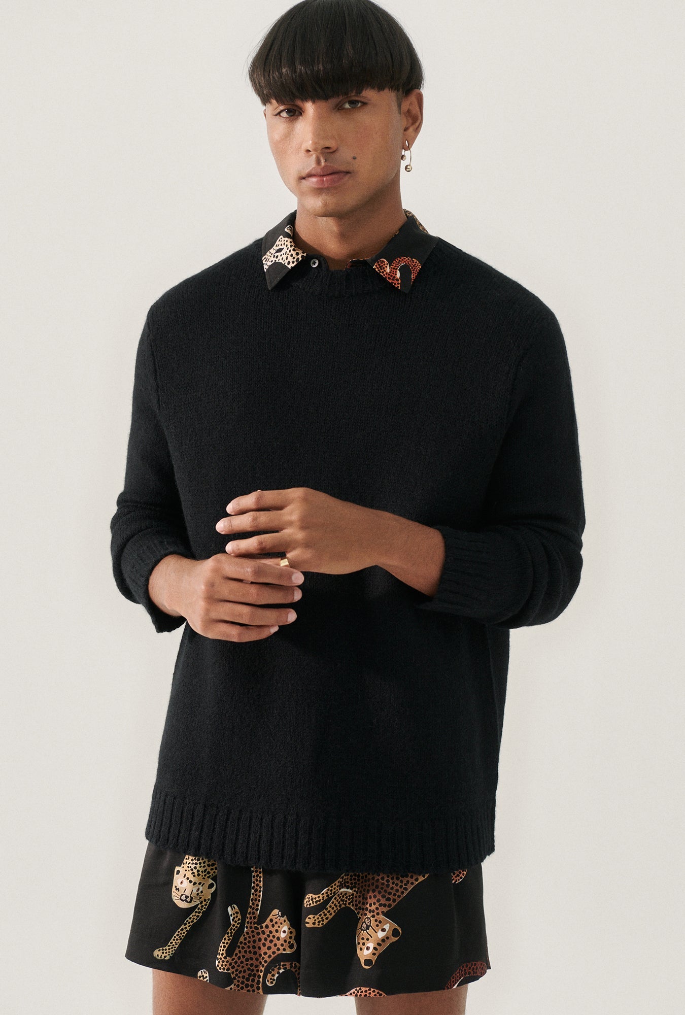 Silk Laundry Knit Crewneck (Black)
