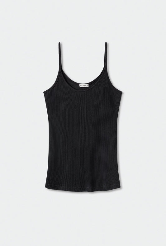 Silk Laundry Ribbed Cami (Black)