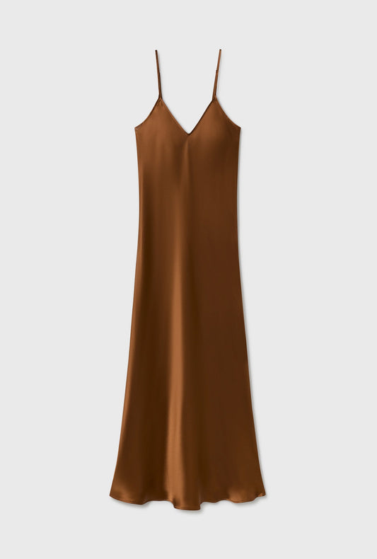 Silk Laundry 90S Slip Dress (Van Dyke Brown)
