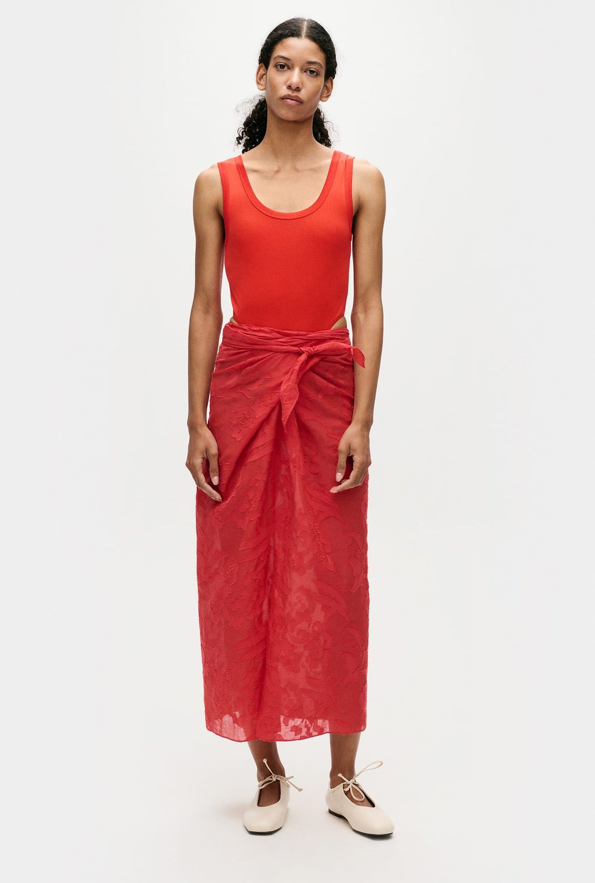 Laundry Clip Silk Wrap Skirt (Geranium)