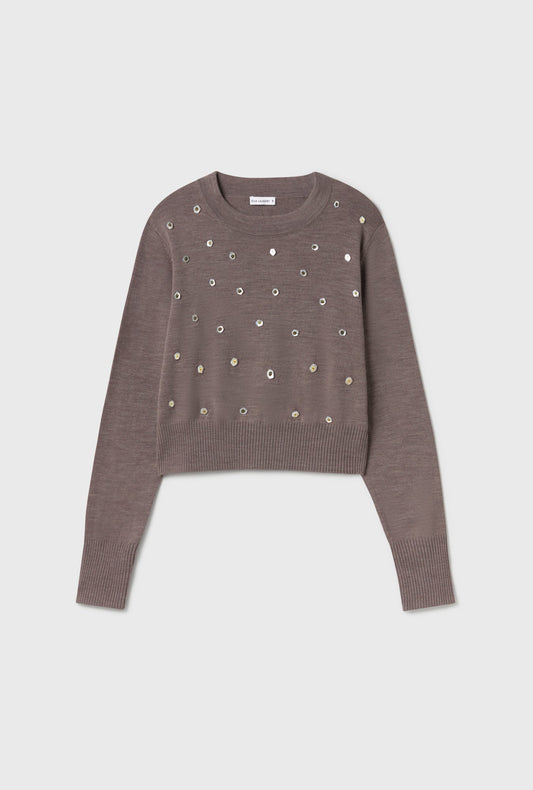 Silk Laundry Cropped Crewneck (Pearl)